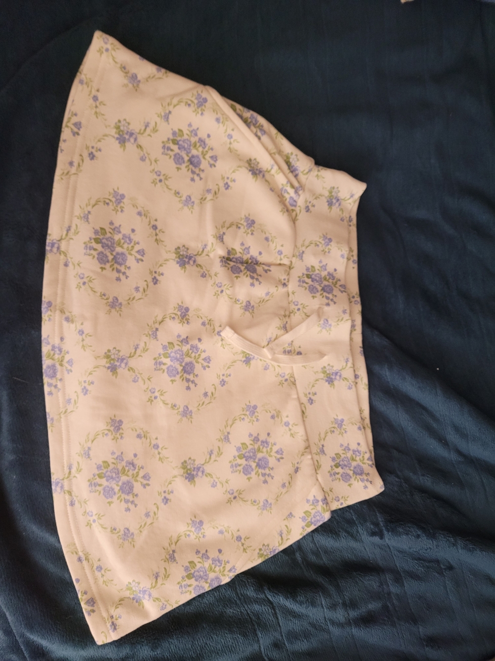 Women's Floral Cream Mini Skirt with Lilac Accents